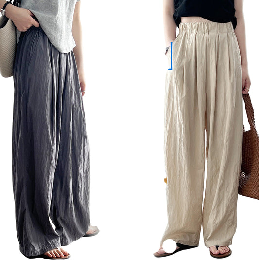 パンツ ワイドパンツ レディース 春夏 涼感 接触冷感 ロング丈 ハイウエスト 美脚見え タック入り ゆったり 楽ちん 後ろゴム 体型カバー おしゃれ 大きいサイズ対応 通勤 カジュアル 上品 きれいめ イージーパンツ 新作 着回し抜群